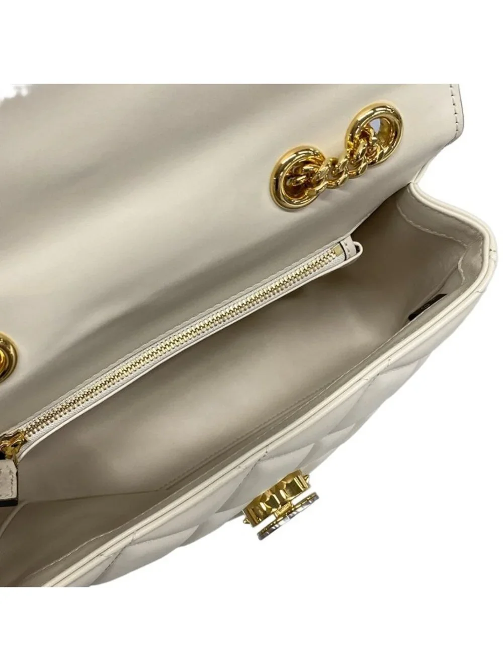 Gucci Shoulder Bag Deco Chain Ivory Leather